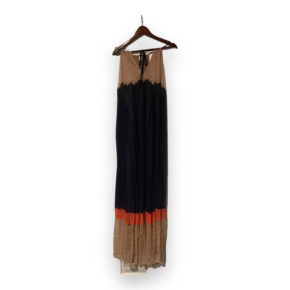 BCBG Max Azria Navy/Lace Long Halter Dress Size S
